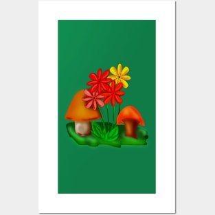 4 Flowers, 2 Mushrooms Posters and Art